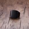 Mens Stamp Ring,Black Stainless Steel Letter Ring Chunky Ring,Rock Punk Jewelry Gift for Him
