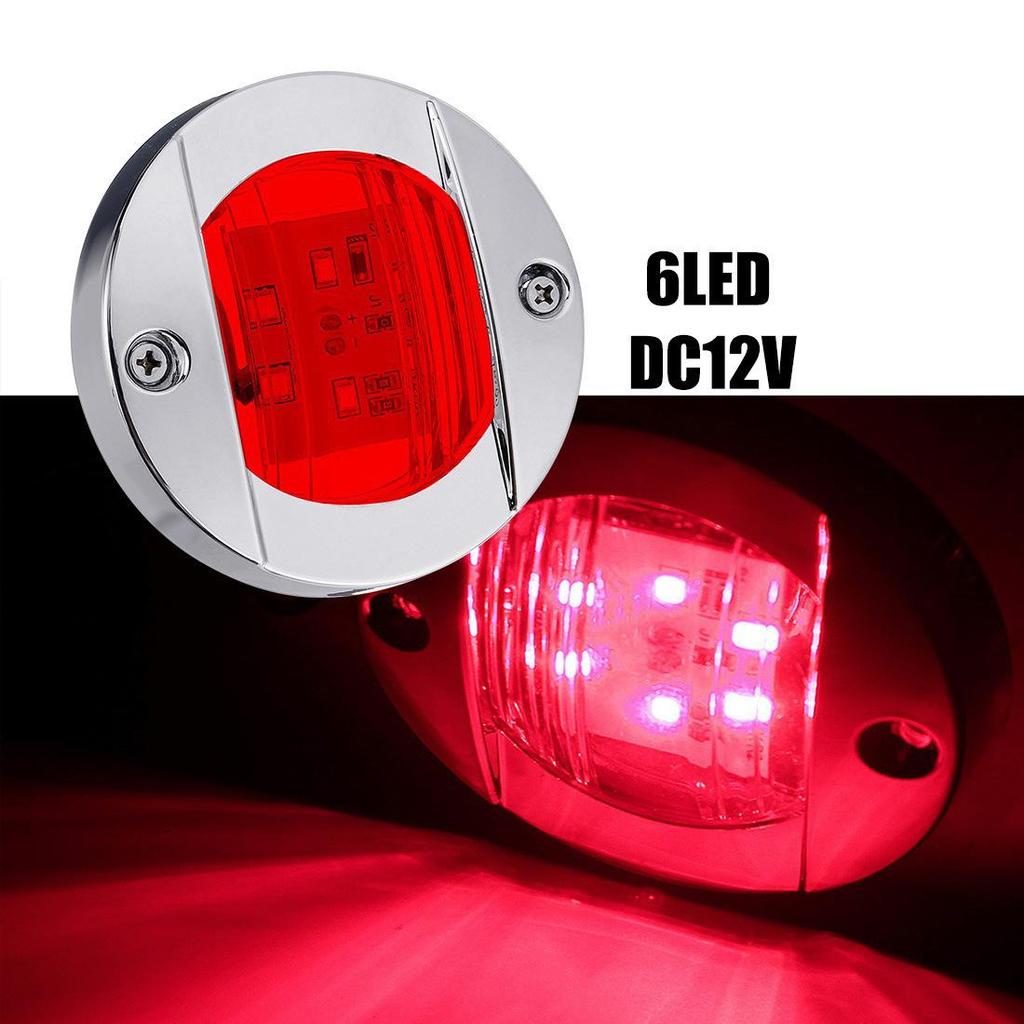 6LED Round Truck and Trailer Side Signal Lights, 12-24V for Boats and Vehicles