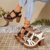 Open-toed High Heels Summer Roman Sandals Wholesale Thick Heel Large Size Wind Sandals New