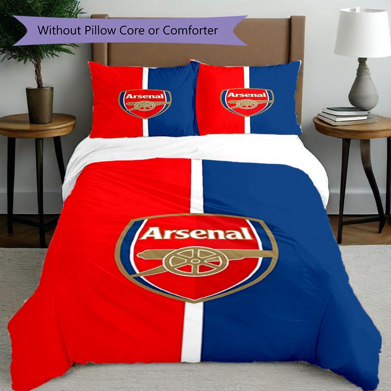 3pcs Duvet Cover Set (1*Duvet Cover + 2*Pillowcase, Without Core),football team Print Bedding Set, Bedroom Decor, All‑Season, Birthday Gift
