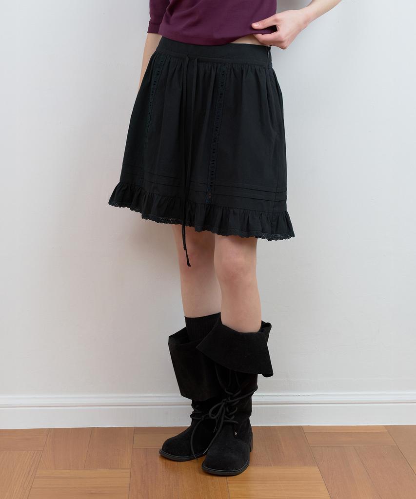 Lora Lora Cotton Lace Mini Skirt Black