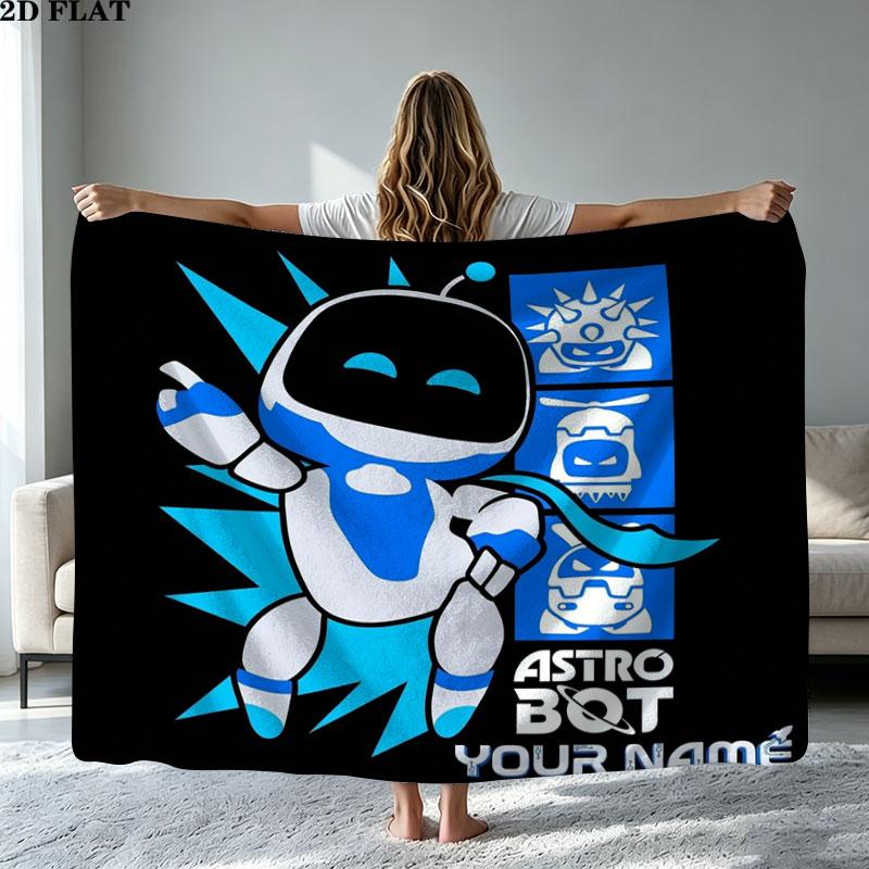 1PC ASTRO BOT Custom Name Patterned Flannel Blanket Suitable For All Seasons for Home Decor Warmth and Comfort Gifts Holiday Present