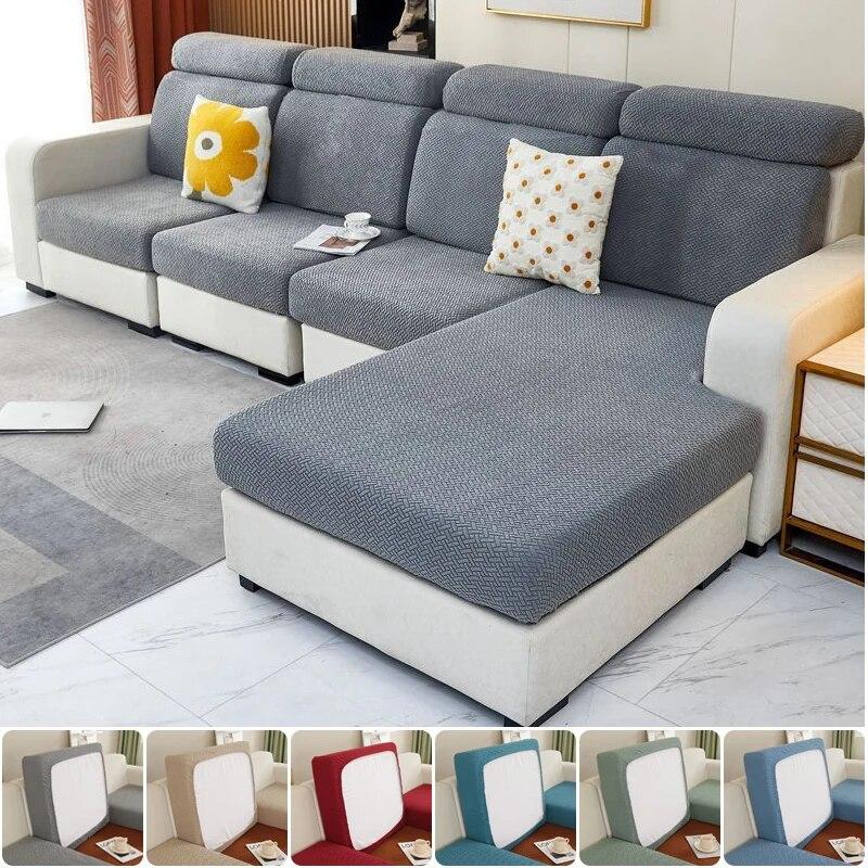 Jacquard Sofa Seat Cushion Cover for Living Room Pet Kids Furniture Protector T-shaped Sofa Cover Elasticity Armchair Seat Cover