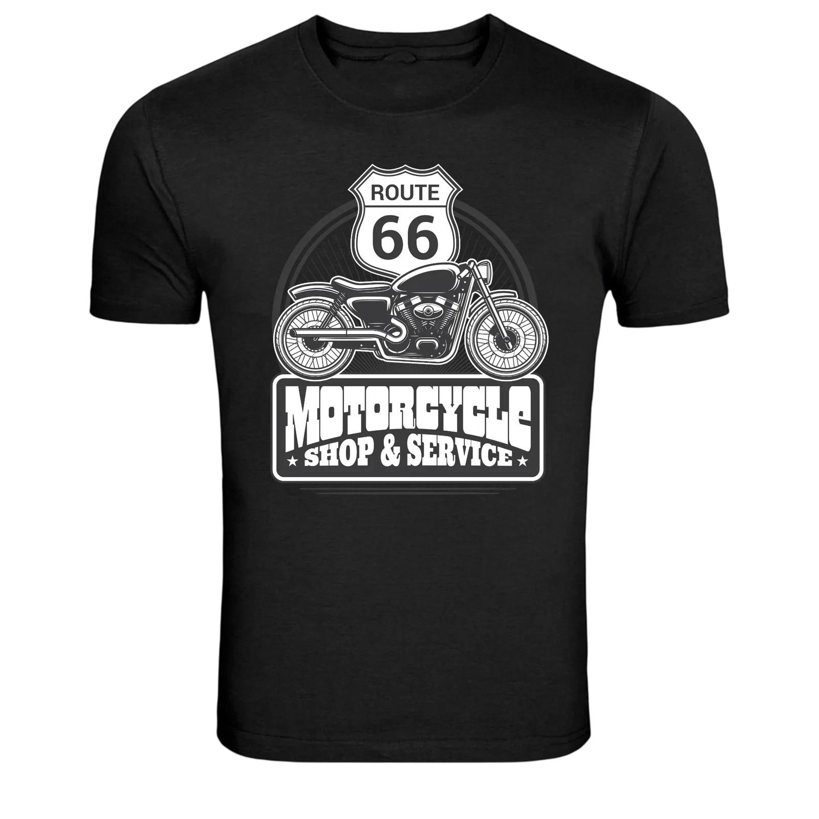 Route 66 Motorcycle Shop Service Vintage Biker Graphic T Shirt XXL