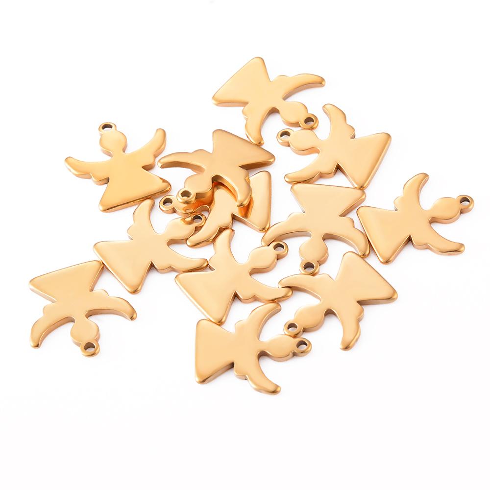 20pcs/lot Stainless Steel Angel Crown Cross Heart Charms Pendant for DIY Bracelet Anklet Earring Jewelry Making Supplies