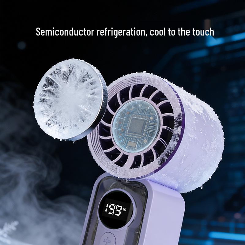 Portable USB-Charged Transparent Fan with Ice Pack and Display Screen for Outdoor Use