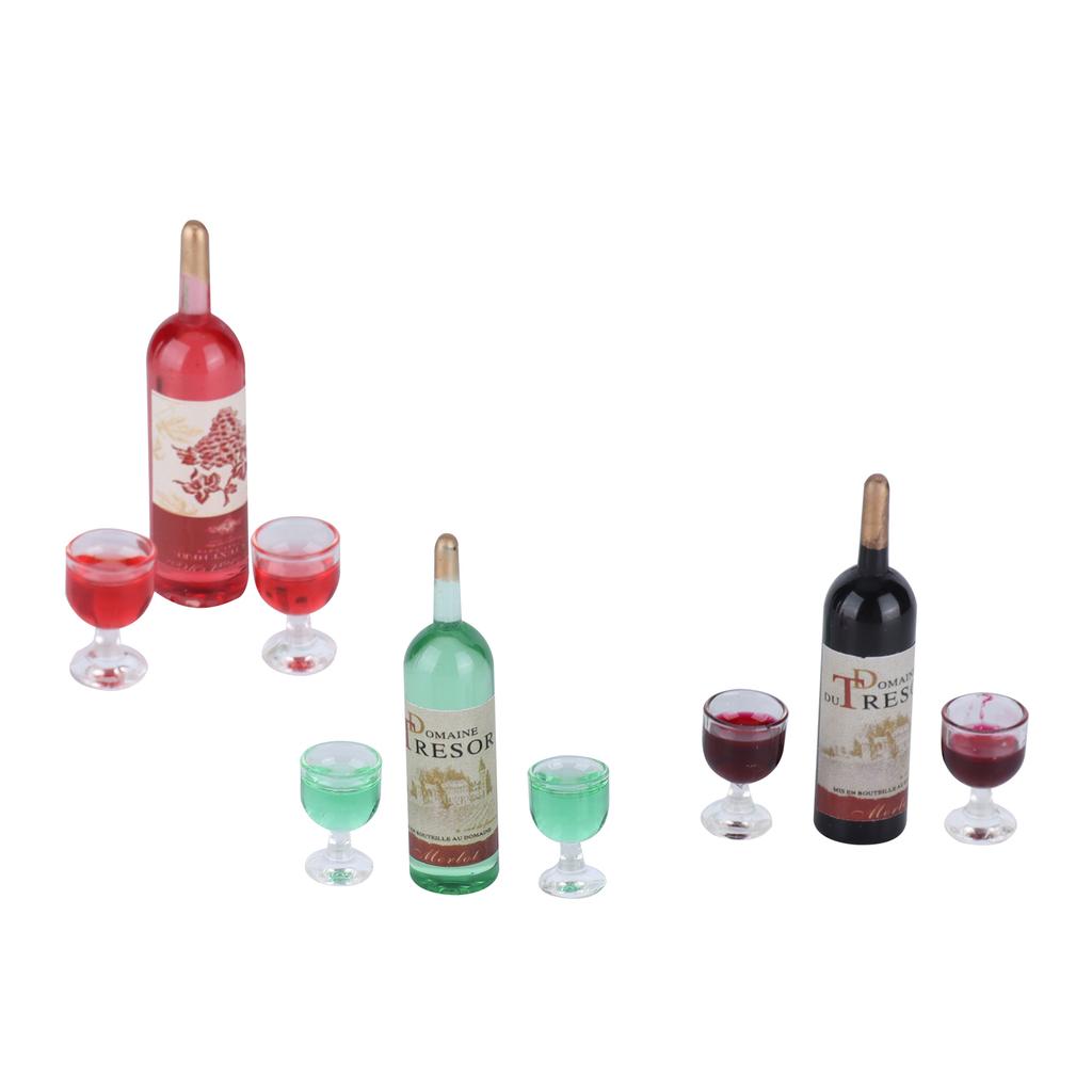 Miniature Dollhouse Wine Bottle Set Dollhouse Decoration Pretend Play Funny Mini Toy Set for Party