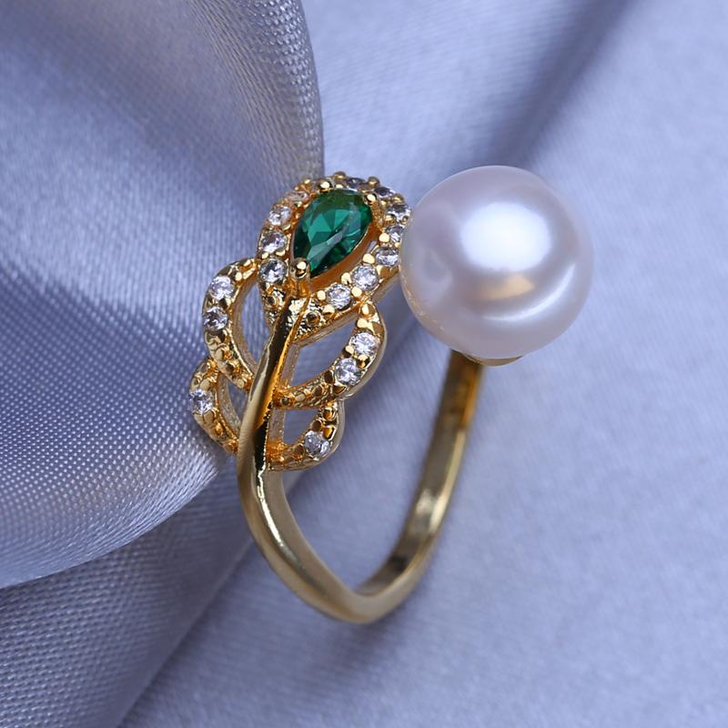 FEEYOO Natural Freshwater Pearl Rings For Women Girls Fashion Gold Color Adjustable Size Flower Ring Birthday Gift