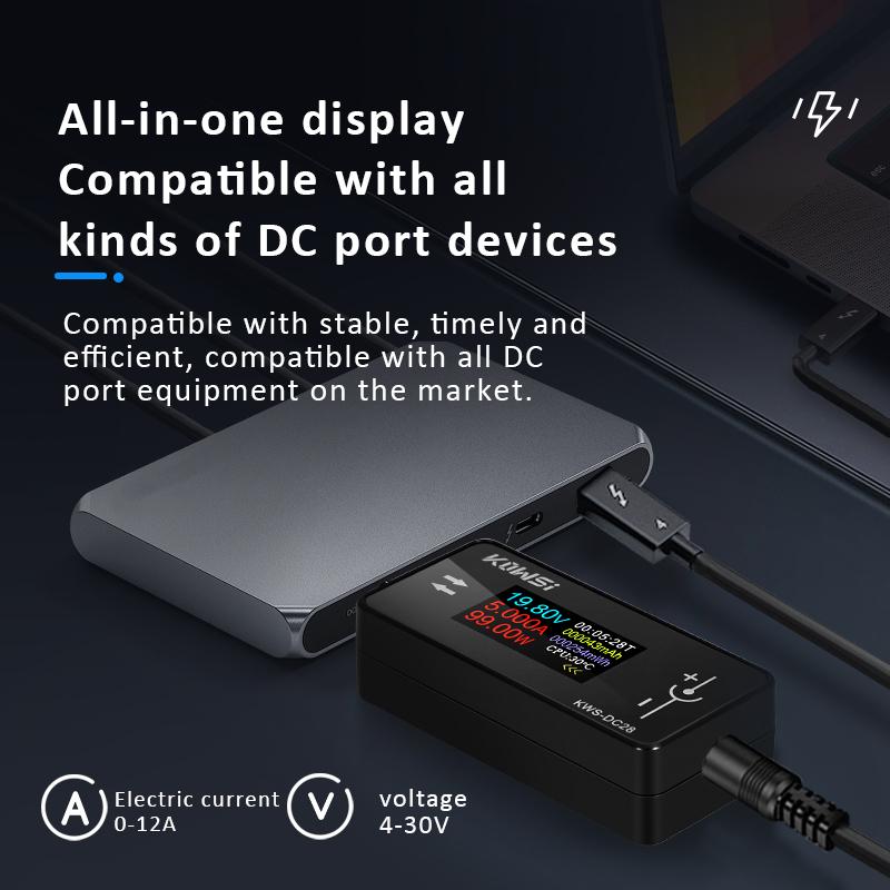 DC 4-30V 0-12A TFT HD Digitales Voltmeter Leistungsmesser DC5.5*2.5 Schnittstellen-Tester Spannungsstrom-Monitor Batteriekapazitäts-Detektor
