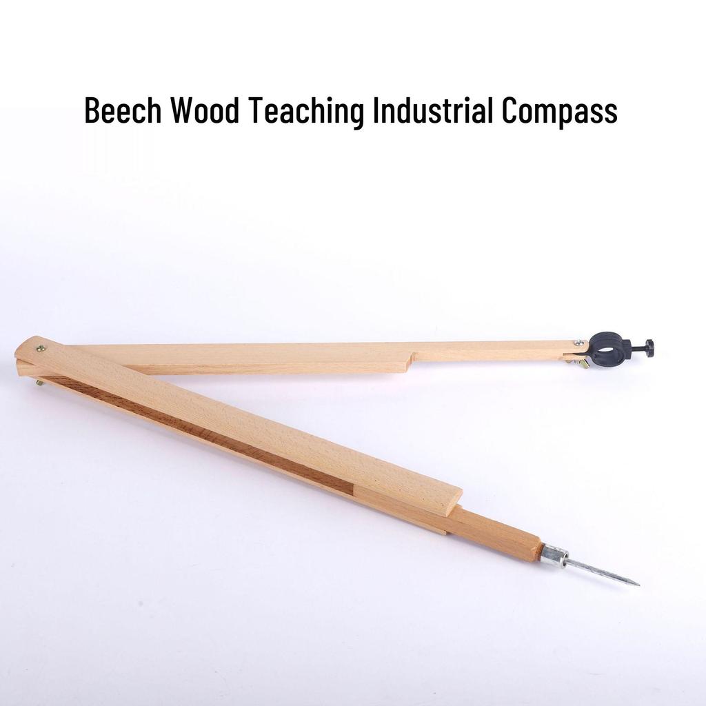 Solid Wood Beech Handle Teacher's Ruler and Protractor Set for Whiteboard/Blackboard