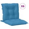 Low Back Chair Cushions Set of 6 Melange Blue 100 X 50 X 7 Cm Fabric