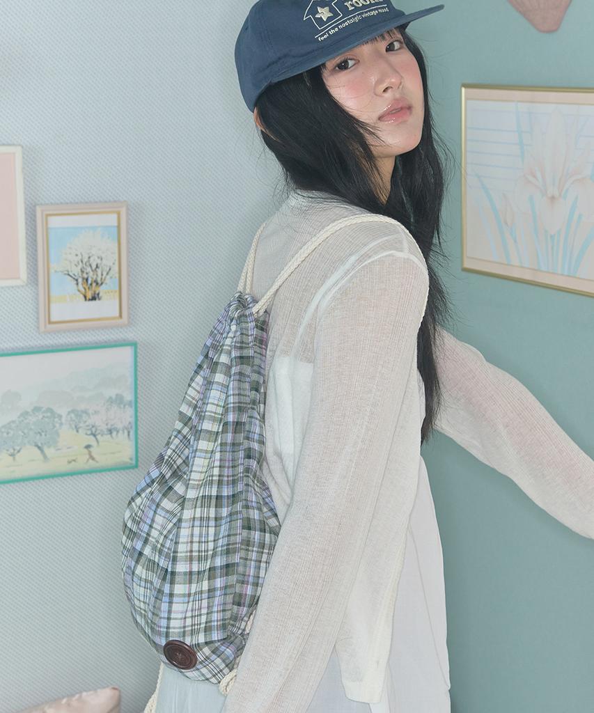 Kiibi Check Pattern Gym Sack Purple