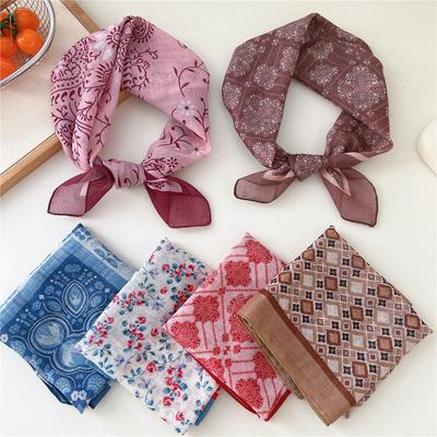 Fashion Women Printing Cotton Linen Small Square Scarf Scarf Women's Versatile Paisley Scarf Head Band Hair Accessories
