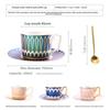 Geometric Striped Porcelain Coffee Cup with Saucer Luxury Gold Plated 200ml Mug Home Exquisite Dessert Tea Cup Home Decoration