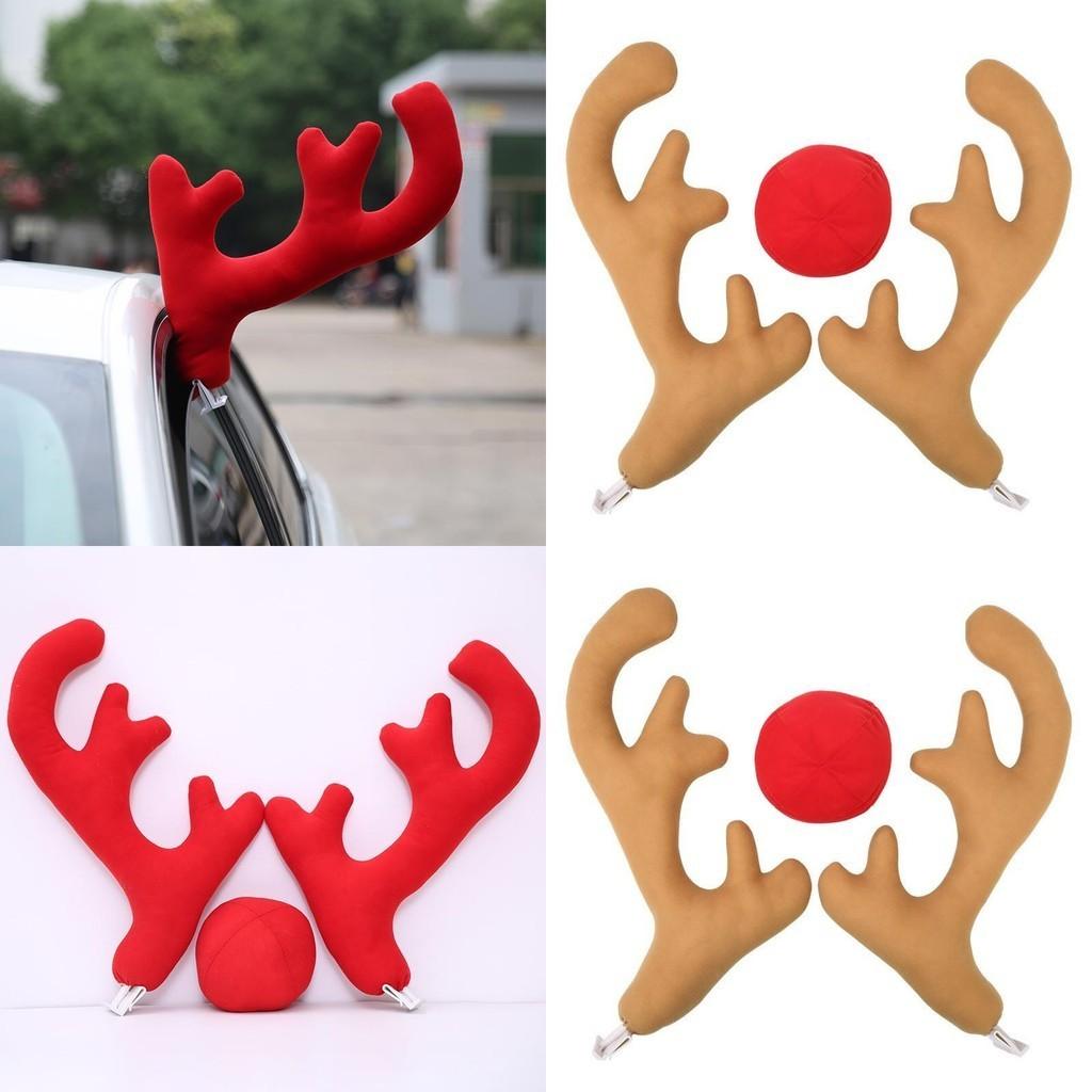 Christmas Car Decoration With Stylish Deer Antlers Pvc And Cloth Material