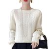 Women's 100% Cashmere Ribbed Sweater - Thick, Loose, Solid Color Pullover for Autumn and Winter