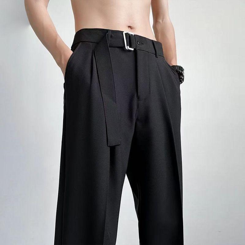 Elastic Waist Drop Feel Casual Men's Trousers Spring Autumn New Stylish Straight-leg Pants