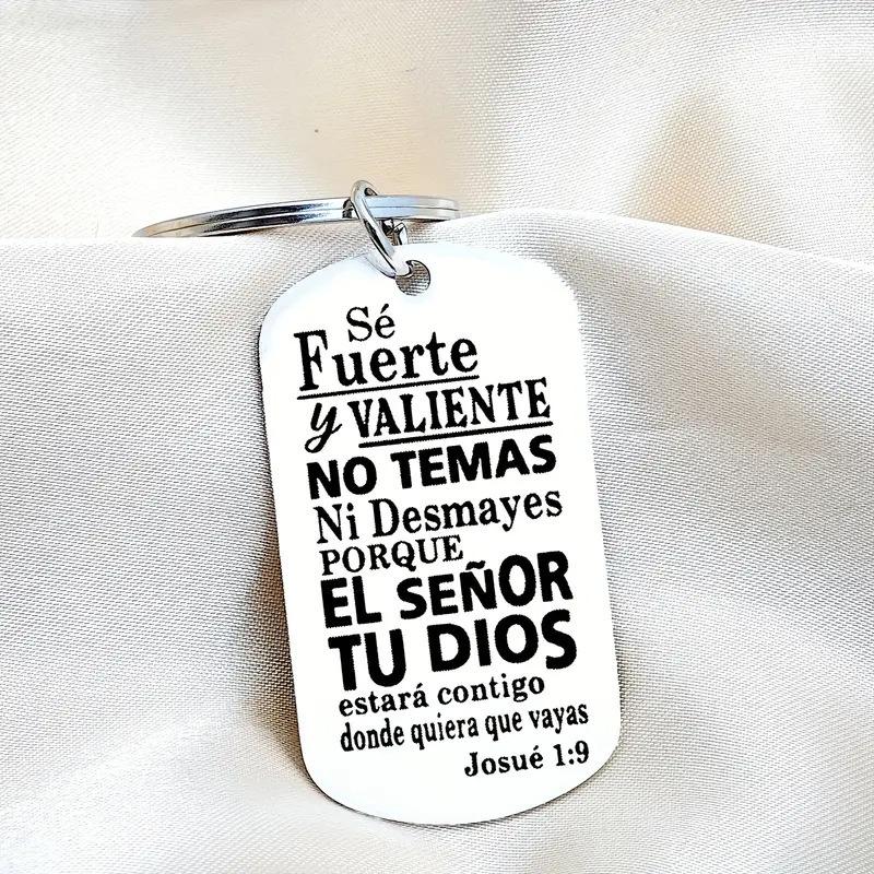 

Spanish Jewelry Stainless Steel Keychain Hang Laser Engraved Car Key Gift Metal Stainless Steel Keychain for Backpack Bag Pendant 2.8*5CM