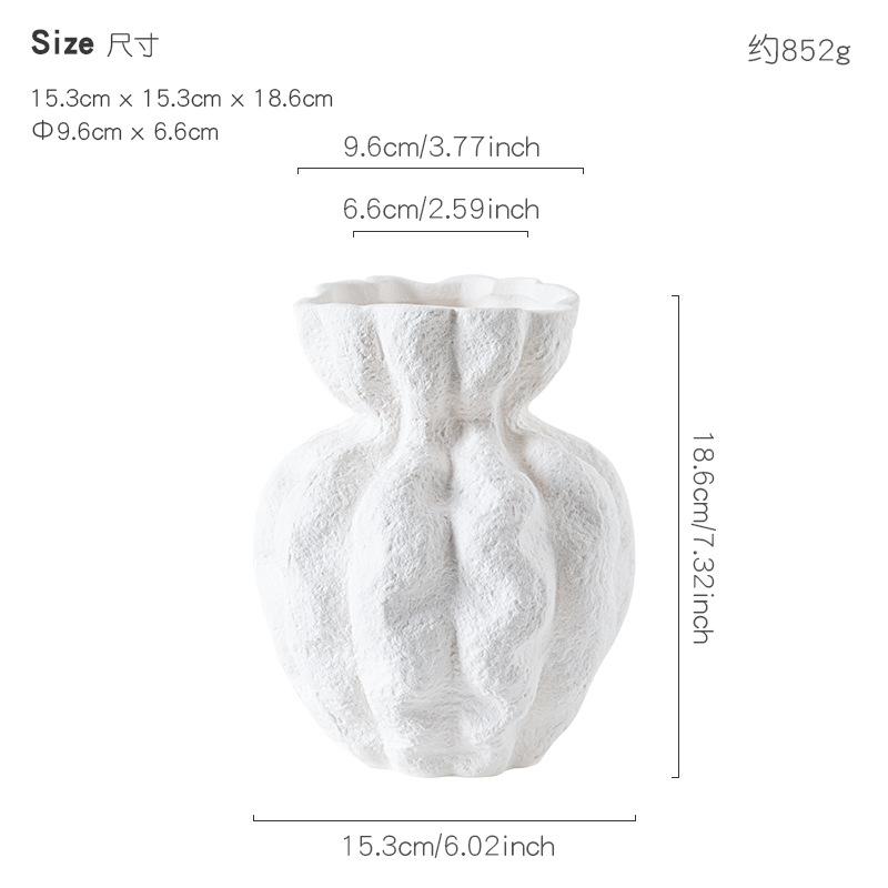 Nordic Simple Irregular White Shape Ceramic Vase Creative Home Dining Table Living Room Bedroom Dry Flower Decor Accessories 1Pc