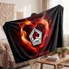 LOSC Lille FC Personalized Fleece Blanket With Football Logo, Custom Name Text Soft Warm Home Throw Blanket