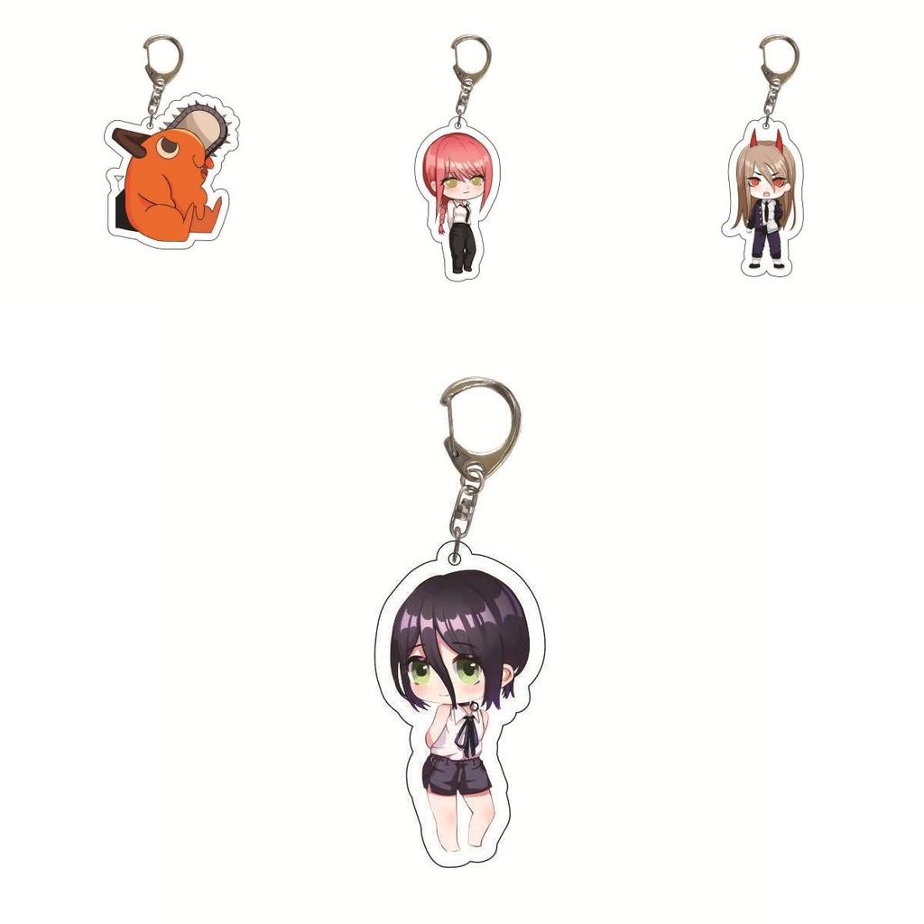 Compact Chainsaw Man Bag Pendant Acrylic Keychain Double Sided Printing Keyring