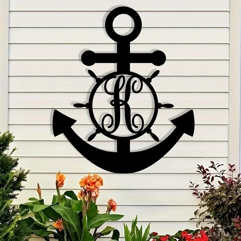 Custom Letter Anchor Metal Wall Art - Ευέλικτο, χωρίς ενέργεια, κομψή διακόσμηση για σπίτι και δώρα, τέλειο εσωτερικό και εξωτερικό