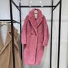 Women's Winter Camel Teddy Fleece Long Coat Oversized Lapel Overcoat