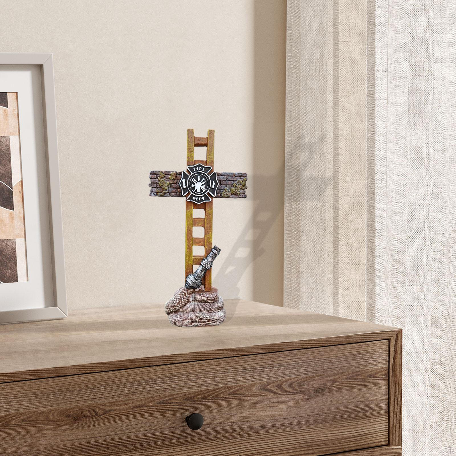Статуя Пожарного Стоящего с Крестом, Украшение Крестом, Настольный Декор для Дома, Пожарный