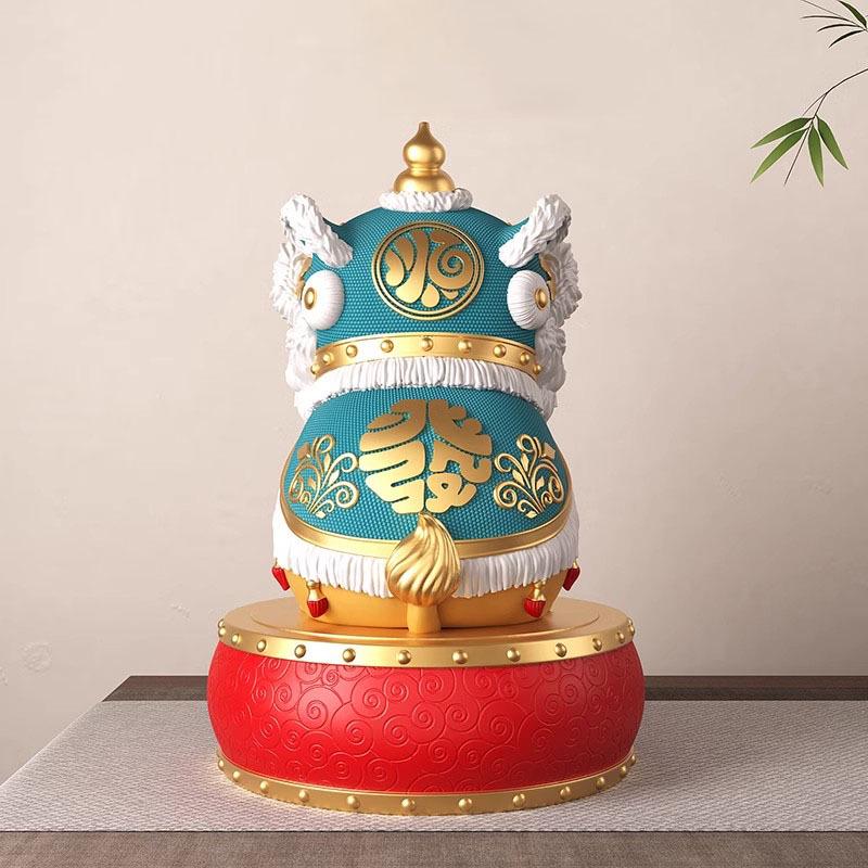 Lion Dance Ornaments Pair - Chinese New Year Decorations for Home, Office, or Gifts
