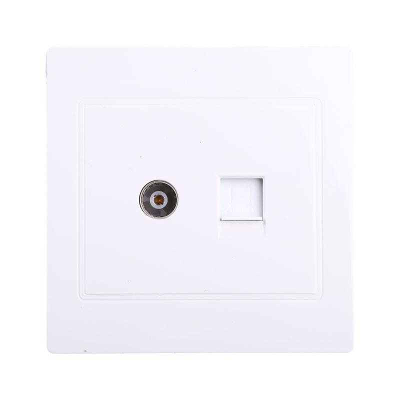 

XXUB RJ45 Adapter+TV Antenna Coaxial Wall Mount Output Faceplate Panel Socket Wall Socket білий