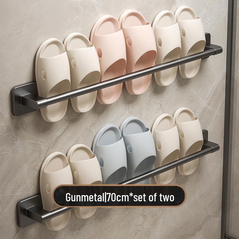 No-Drill Aluminum Bathroom Slipper Rack Wall-Mounted Shoe Organizer