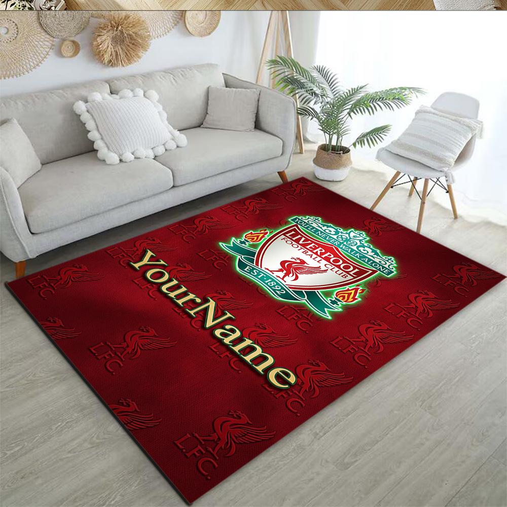 Liverpool Customize Text Floor Mat Design for Playrooms Dining Room Game Room Living Rooms Anti-slip Rug Anime Office Decor Perfect Gift for Women/Men