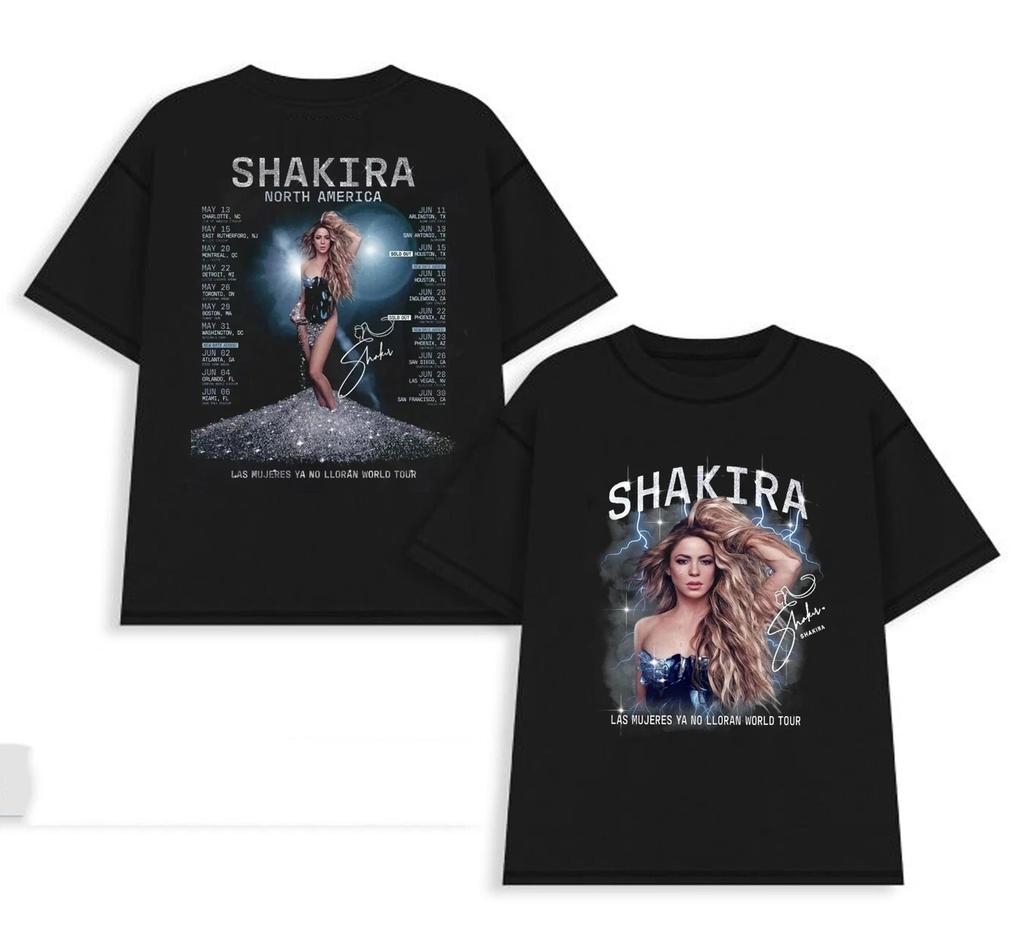 Shakira Las Mujeres Ya No Lloran World Tour Tshirt Unisex and Women Summer Cotton Clothing Fashion Round Neck Short Sleeved Tee