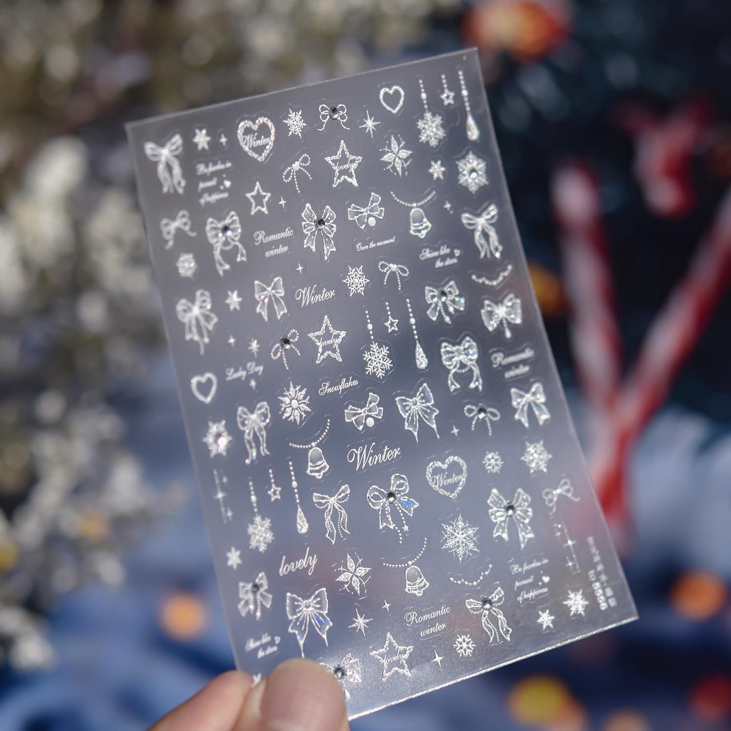 Tomoni Crystal Diamond Snowflake Nail Art Stickers - Winter Crushed Ice DIY Decoration