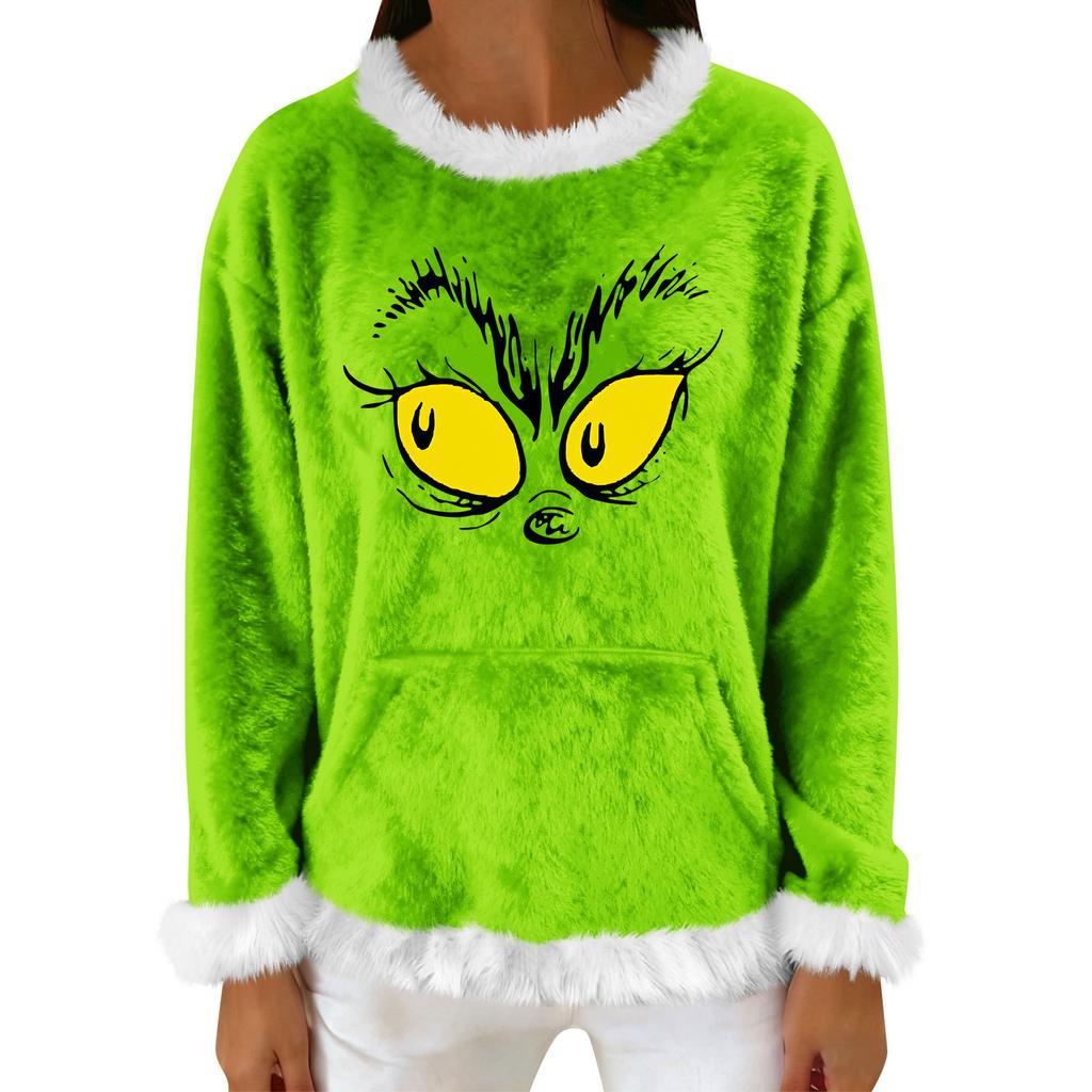 Women's Casual Fleece Sweatshirt  Long-Sleeve Round  Neck Casual Comfortable Loose-Fit Lightweight Women's Flannel Sweatshirt