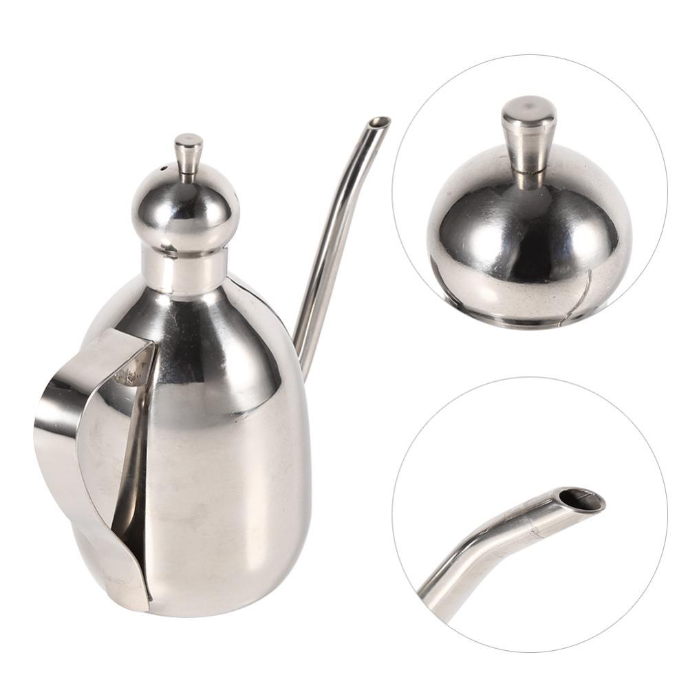 Stainless Steel Oil Dispenser Bottle 350ml Long Spout Oil Bottle Vinegar Dispensing