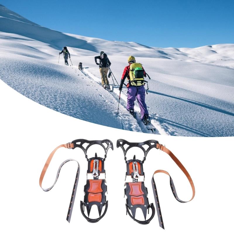 12 Teeth Ice Grip Antislip Shoe Boot Ice Traction Slip on Snow Ice Spikes Crampons Cleats Footwear Traction for Skiing