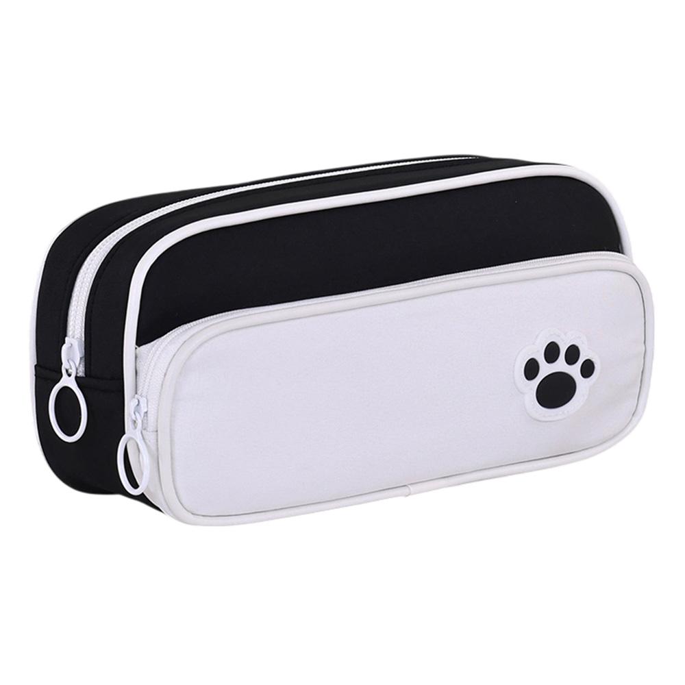 

3029 Large Capacity Pencil Bag Students Oxford Fabric Double Layer Stationery Storage Pouch B