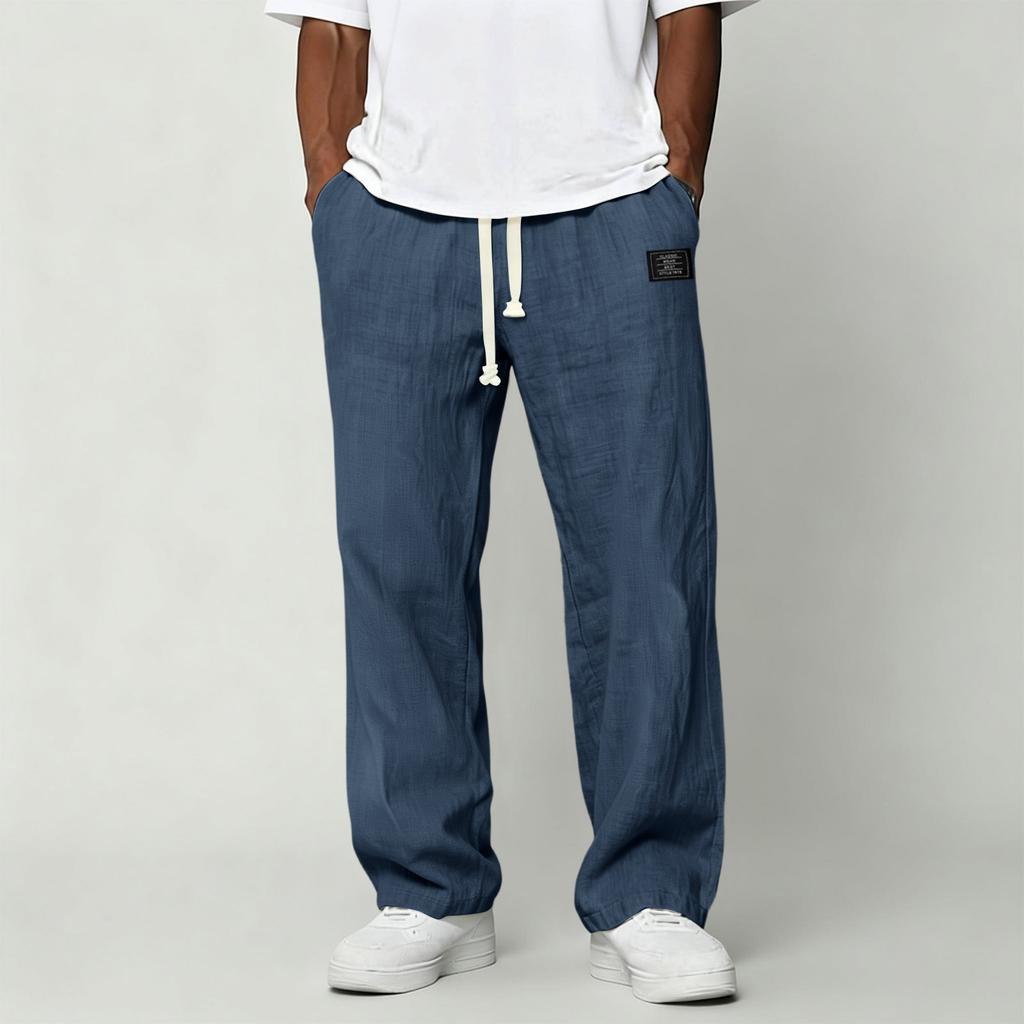 Men's Casual Cotton Linen Pants | Elastic Drawstring Waist Loose Fit Lightweight Summer Pants For Beach & Home Wear
