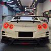 Compatible Nissan GTR35 Carbon Fiber Rear Spoiler - Double Layer Aerodynamic Wing with Lights and Stabilizer.