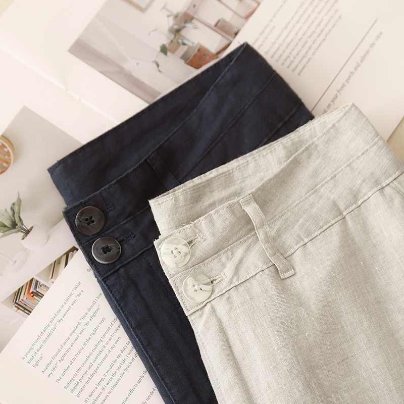 Linen loose wide leg pants for women's casual straight leg pants