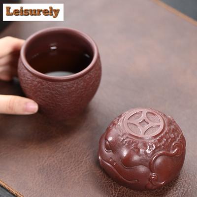 Tazza da tè in Zisha Rospo Dorato Hadnamde Relief Tazza Grande Santa Fortunata Tazza da Tè in Argilla Viola Yixing Tazza Personale Set da Tè Kung Fu