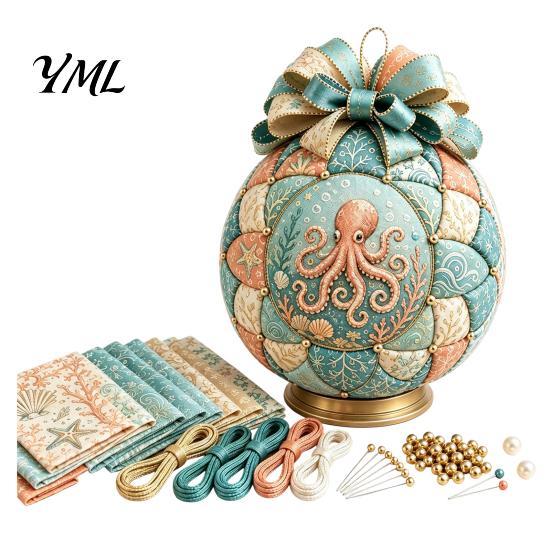 Desktop Scenery Making Set Ocean Treasures DIY Patchwork Ball Ornament Kit, Nautical Dolphin Fabric Craft Handmade Set, Coastal Decor, Hanging