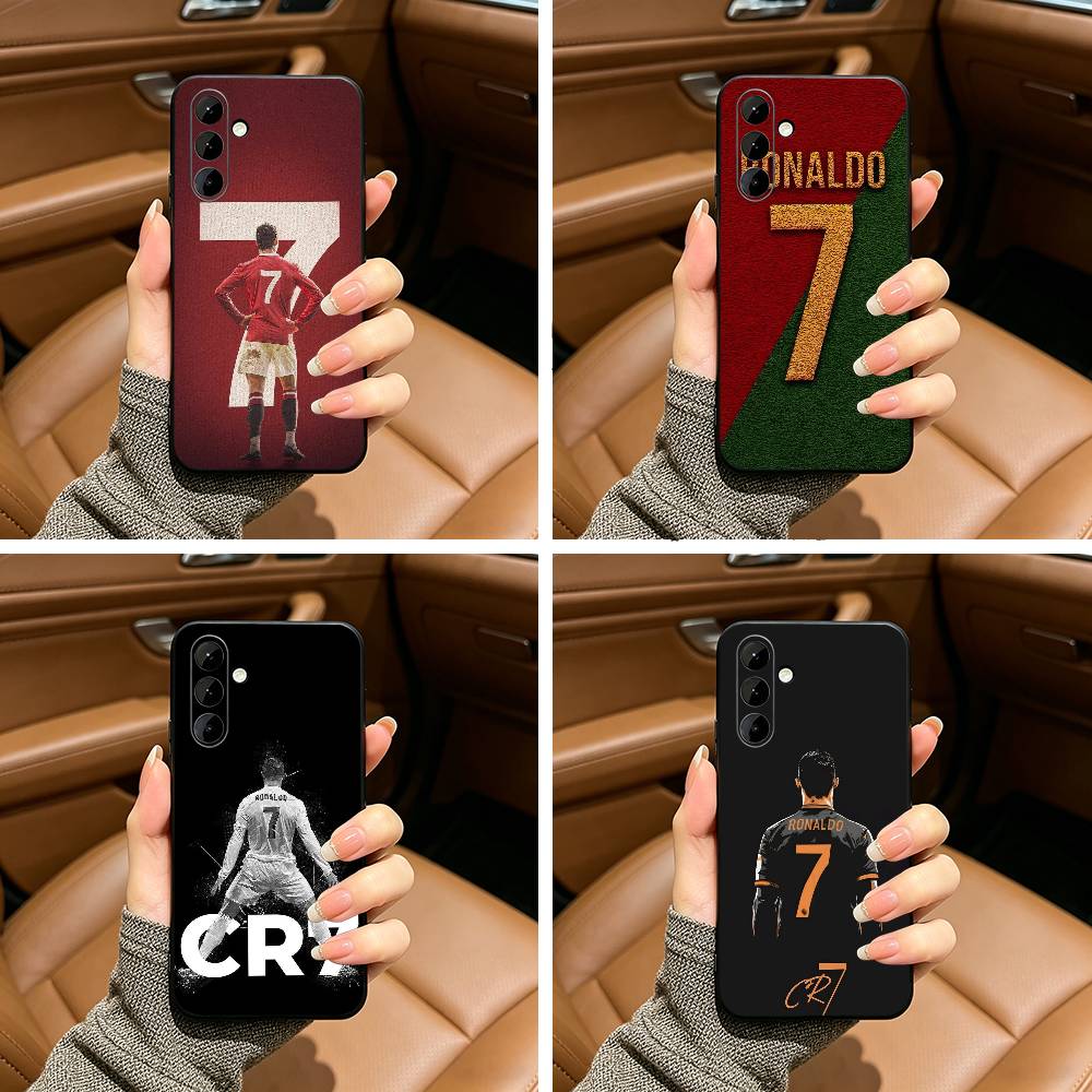 C-R-7 R-Ronaldo Czarne Miękkie Silikonowe Etui na Telefon dla Samsung Galaxy A73, A71, A72, A70, A53, A52, A51