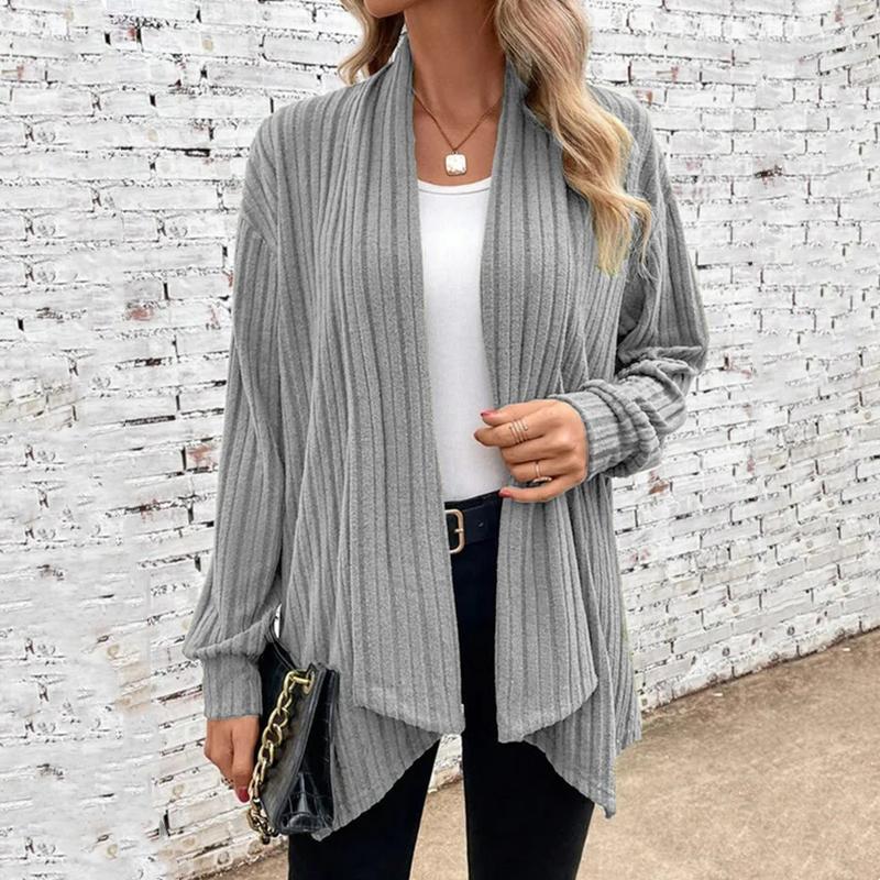 Womens Casual Color Fashion Solid Print Autumn Winter Long Sleeve Cardigans Coat
