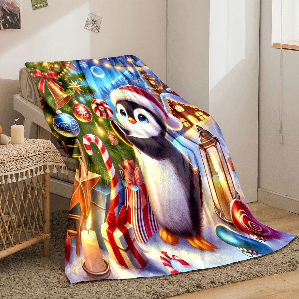 Penguin Christmas Wonderland print blanket soft and cozy perfect for the living room bed sofa or a nap,gift
