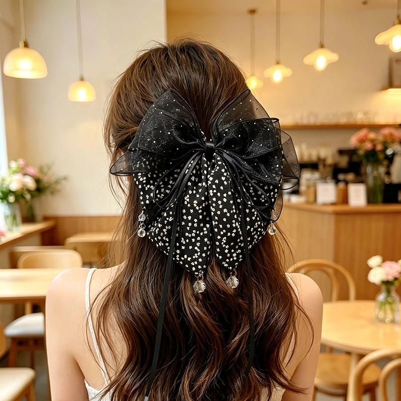 Handgefertigter Chiffon-Haarclip mit floraler Schleife für voluminöses Haar