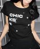 CHICKS Asymmetrical Stella Slim Fit Short Sleeve T-Shirt Black