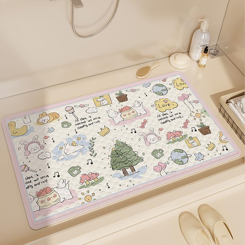 Cute Shower Room Non-Slip Floor Mat Children'S Bath Anti-Drop Suction Cup Mat Pvc Bathroom Toilet Floor Mat