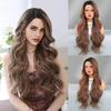 T-Part Lace Wigs European American Wig Mocha Brown Pickled Dyeing Wave Side Differentiated Fiber Full Headset